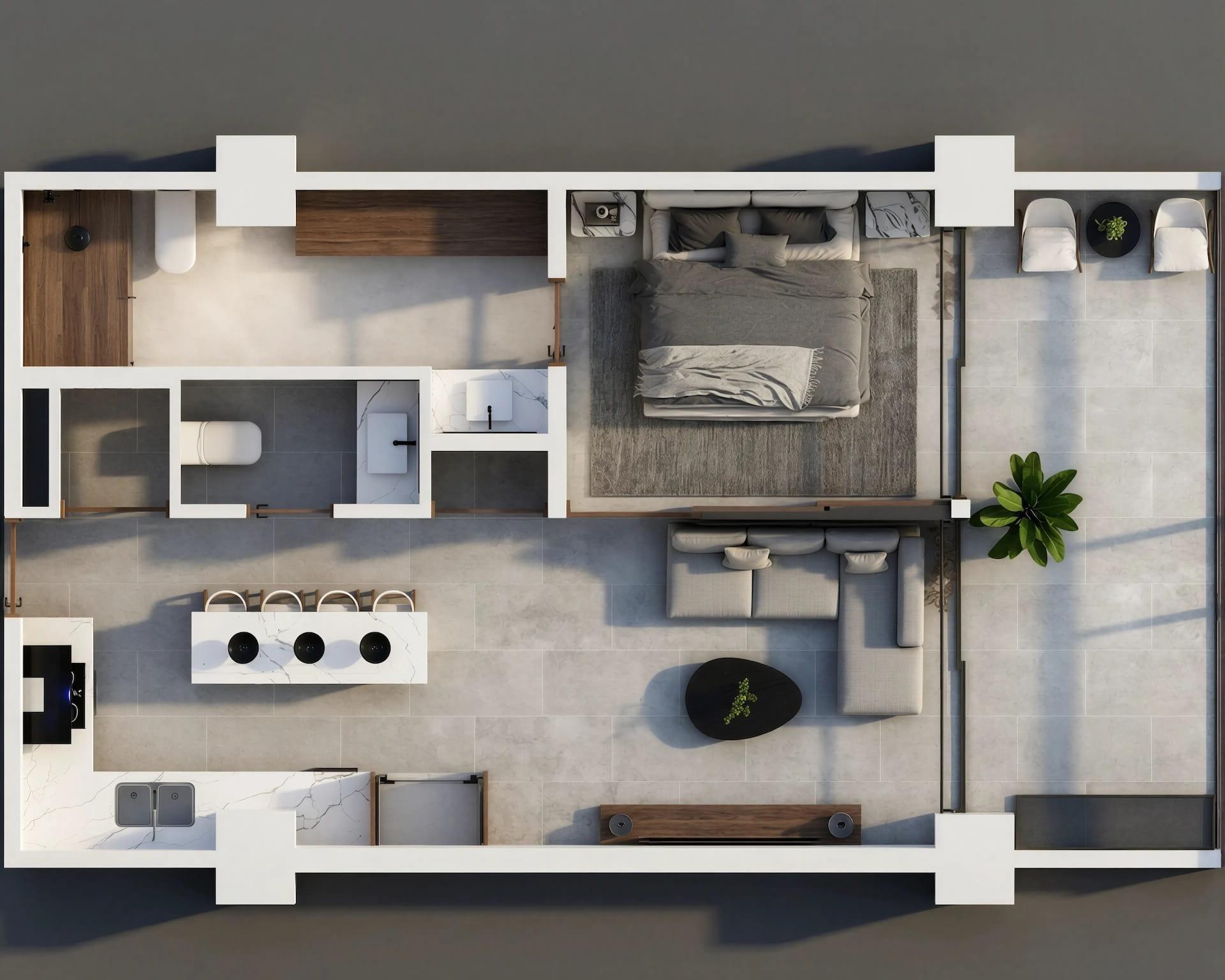 Isométrico Departamento 103 - MCS Fluvial